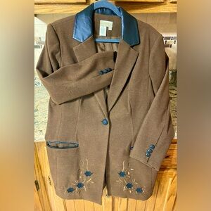 Coldwater Creek Leather and Wool Blazer